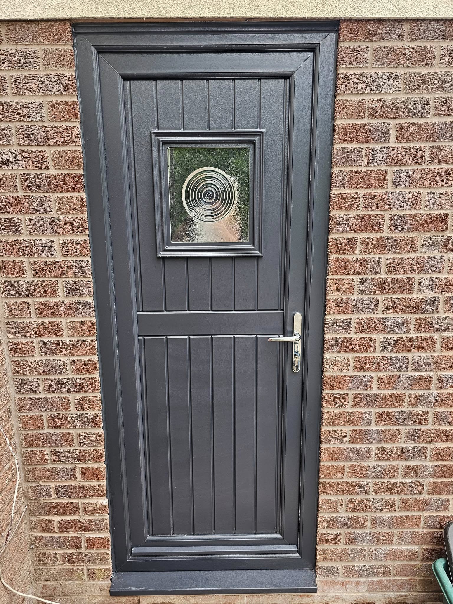 Modern door with swirl glass